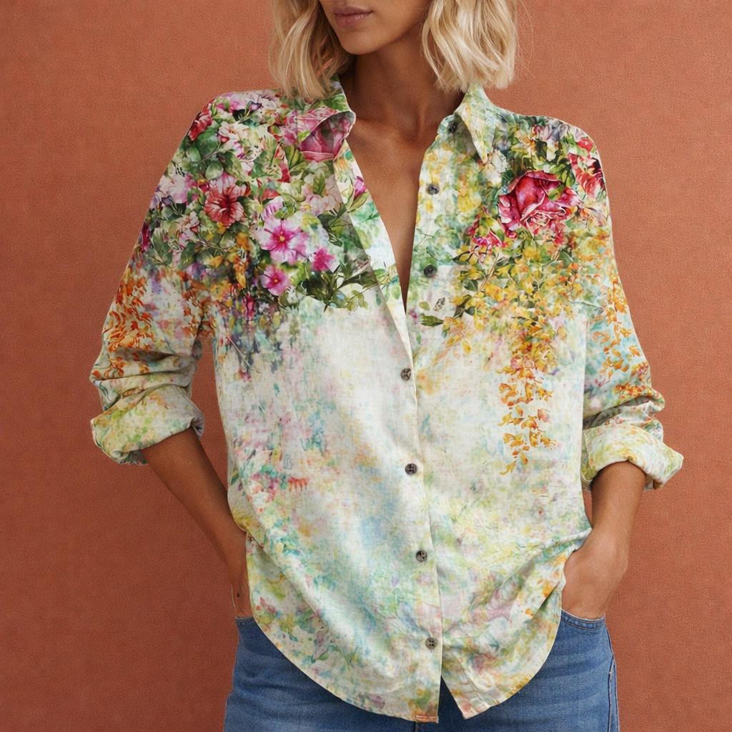 Elegante Damenbluse mit Blumenprint und Knopfverschluss | Carlijn