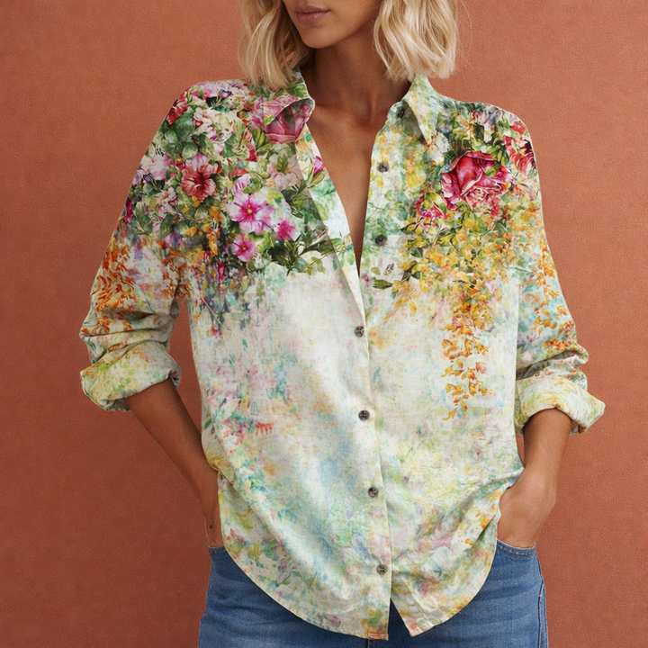 Elegante Damenbluse mit Blumenprint und Knopfverschluss | Carlijn