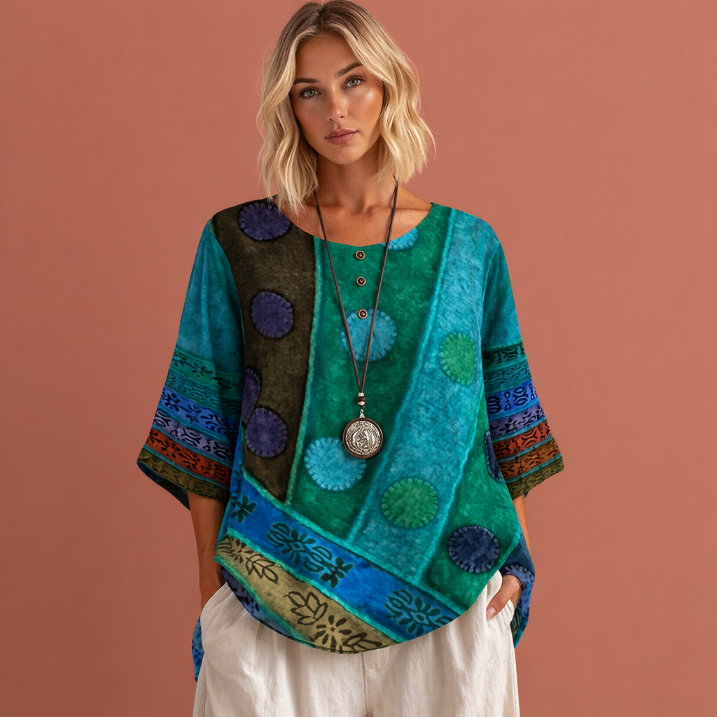 Oversized Sommertop mit buntem Druck für Damen | Noëlle