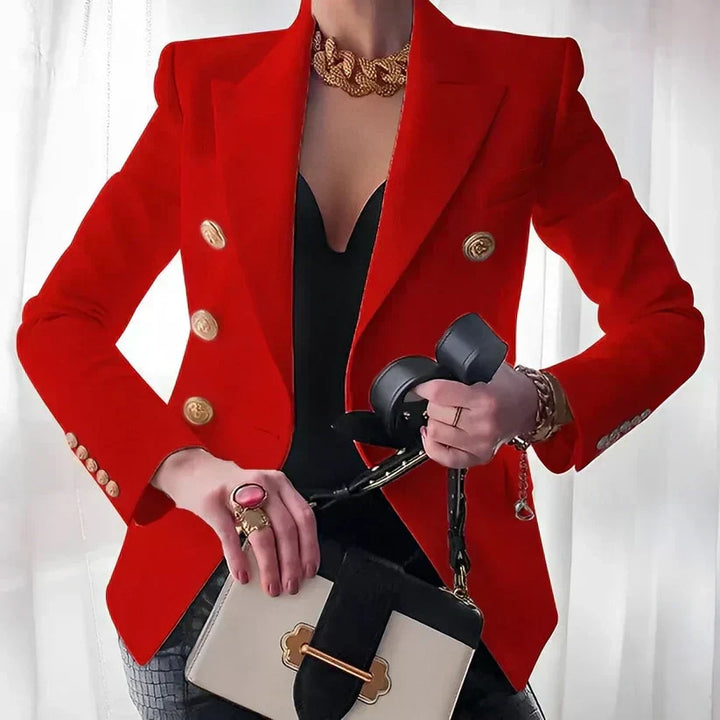 Monroe | Damen Klassischer Doppelreiher Blazer mit goldenen Knöpfen