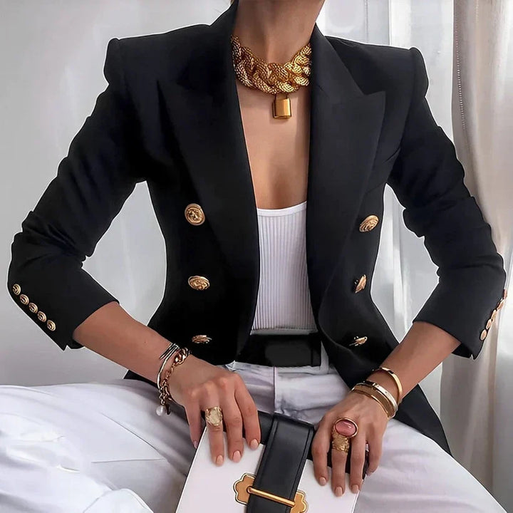 Monroe | Damen Klassischer Doppelreiher Blazer mit goldenen Knöpfen