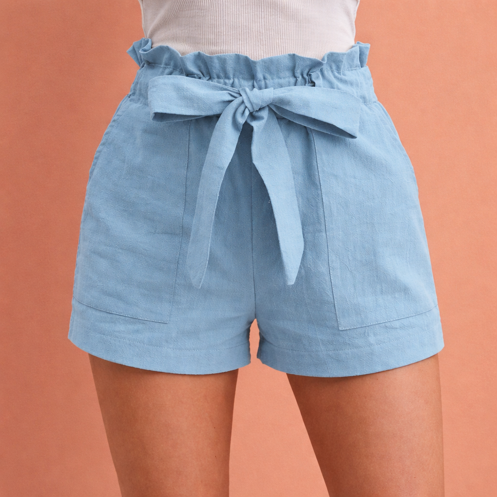 Leinen Damen Shorts mit hoher Taille und Schleifenbund | Zoë