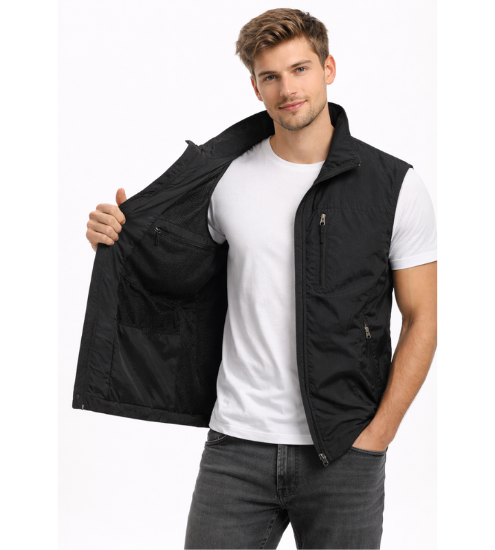 Herren Bodywarmer mit Reißverschluss und Stehkragen Outdoor Weste
