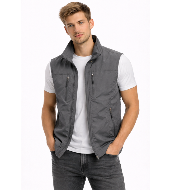 Herren Bodywarmer mit Reißverschluss und Stehkragen Outdoor Weste