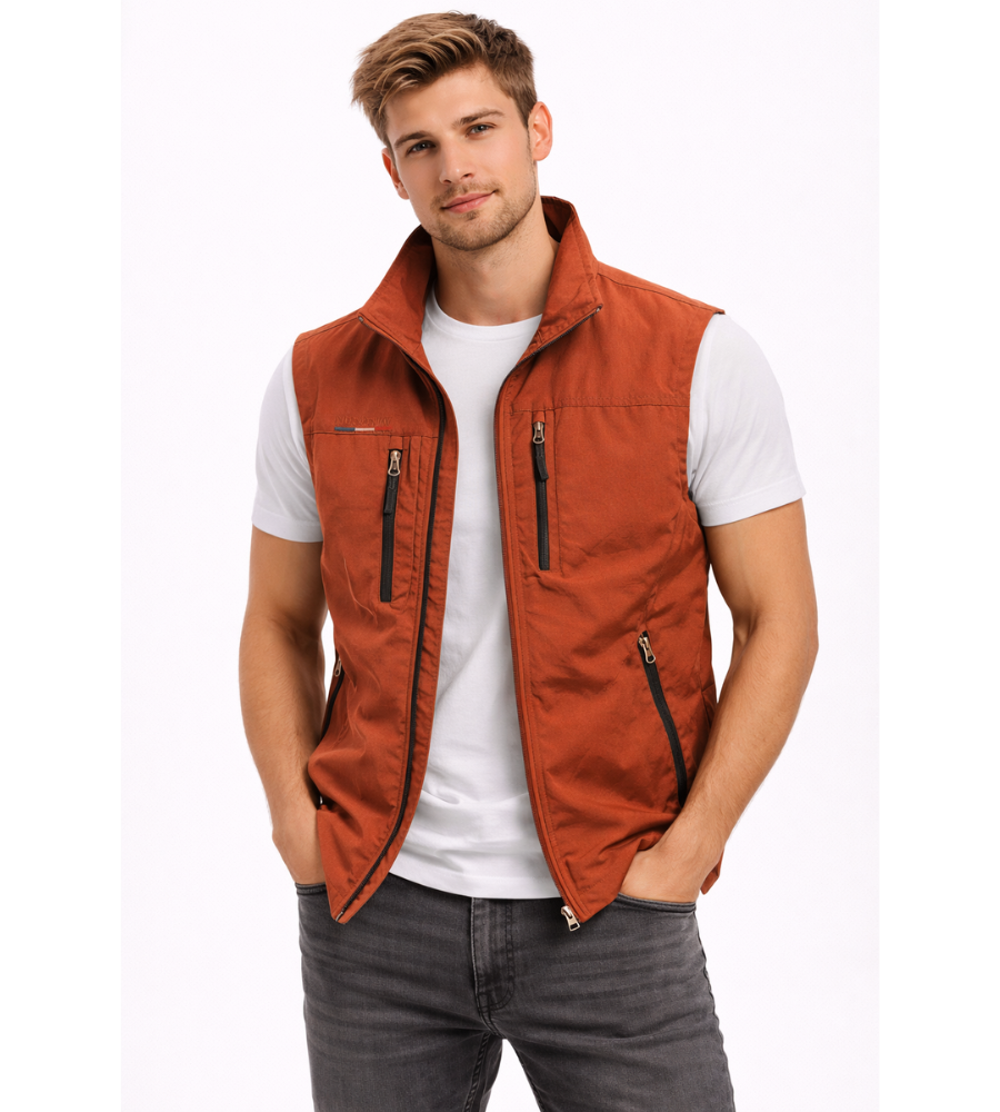 Herren Bodywarmer mit Reißverschluss und Stehkragen Outdoor Weste