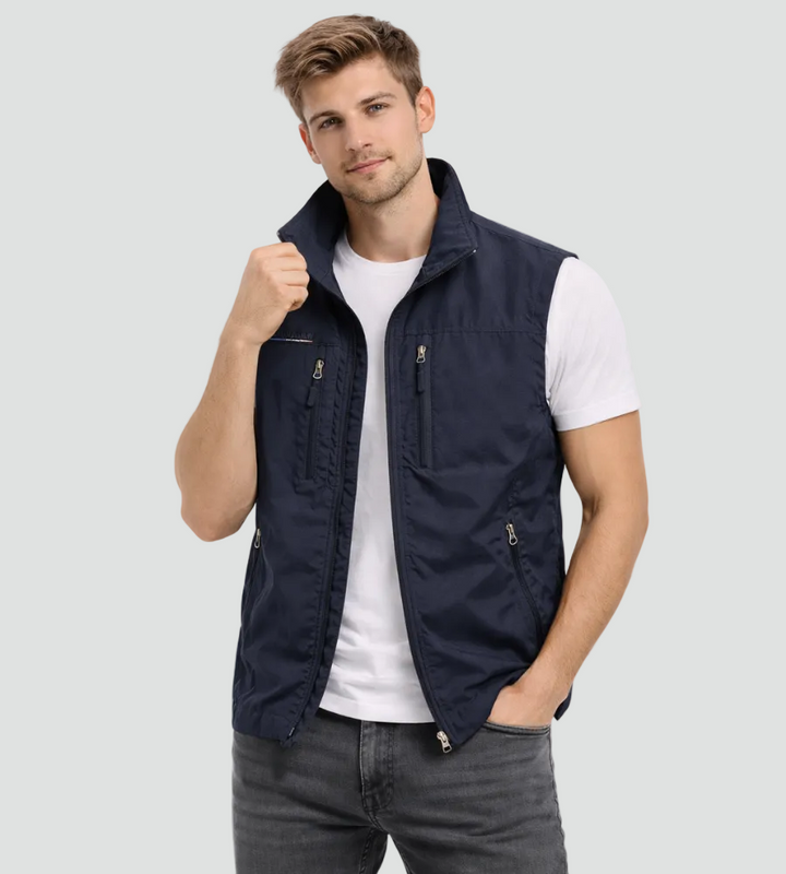 Herren Bodywarmer mit Reißverschluss und Stehkragen Outdoor Weste