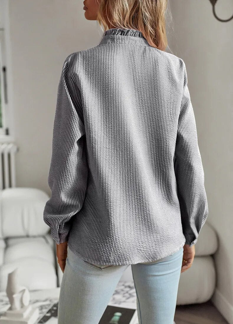 Elegante Bluse Damen langärmelig mit Knopfleiste