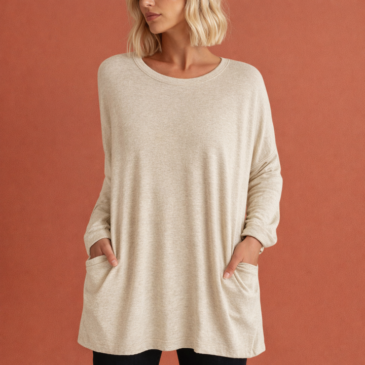 Oversized Tunika mit Taschen für Damen – bequeme lässige lange Bluse | Lieke