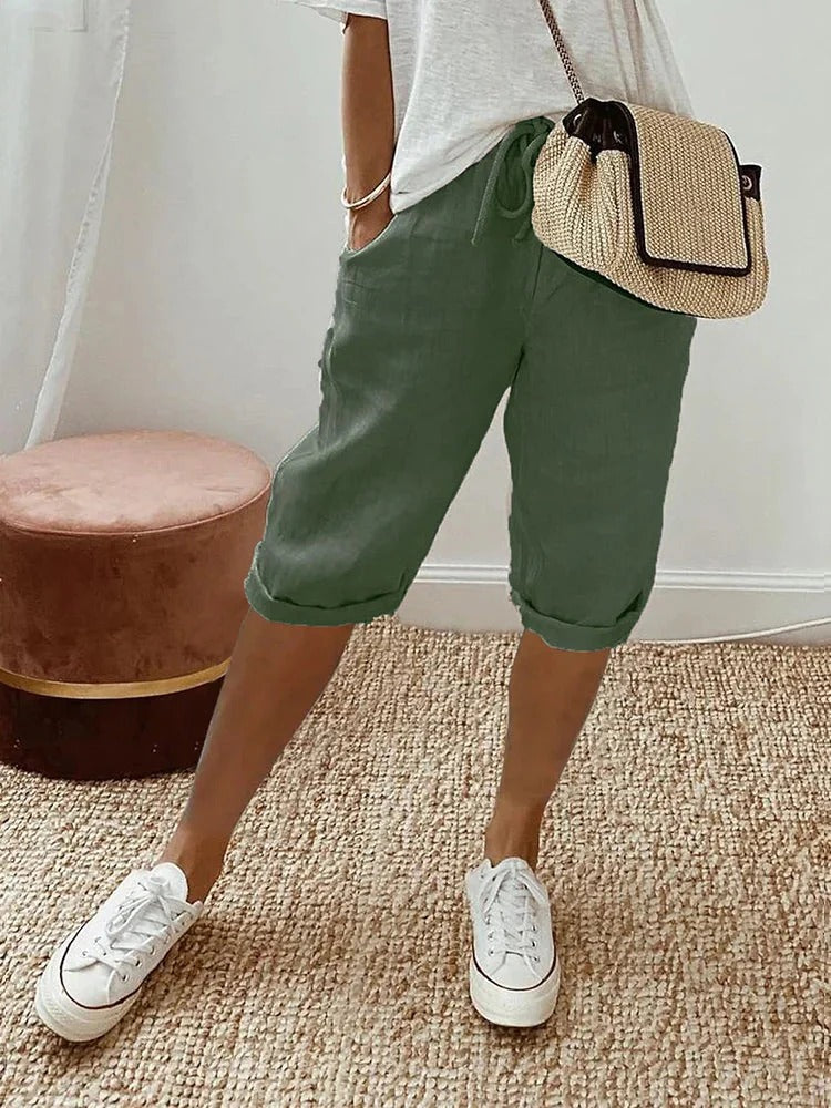 Shorts mit elastischem Bund und seitlichen Taschen für Damen | Ideal für den Sommer und den täglichen Gebrauch