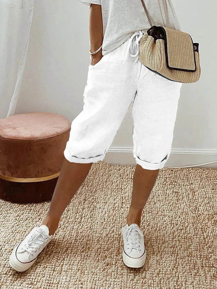 Shorts mit elastischem Bund und seitlichen Taschen für Damen | Ideal für den Sommer und den täglichen Gebrauch
