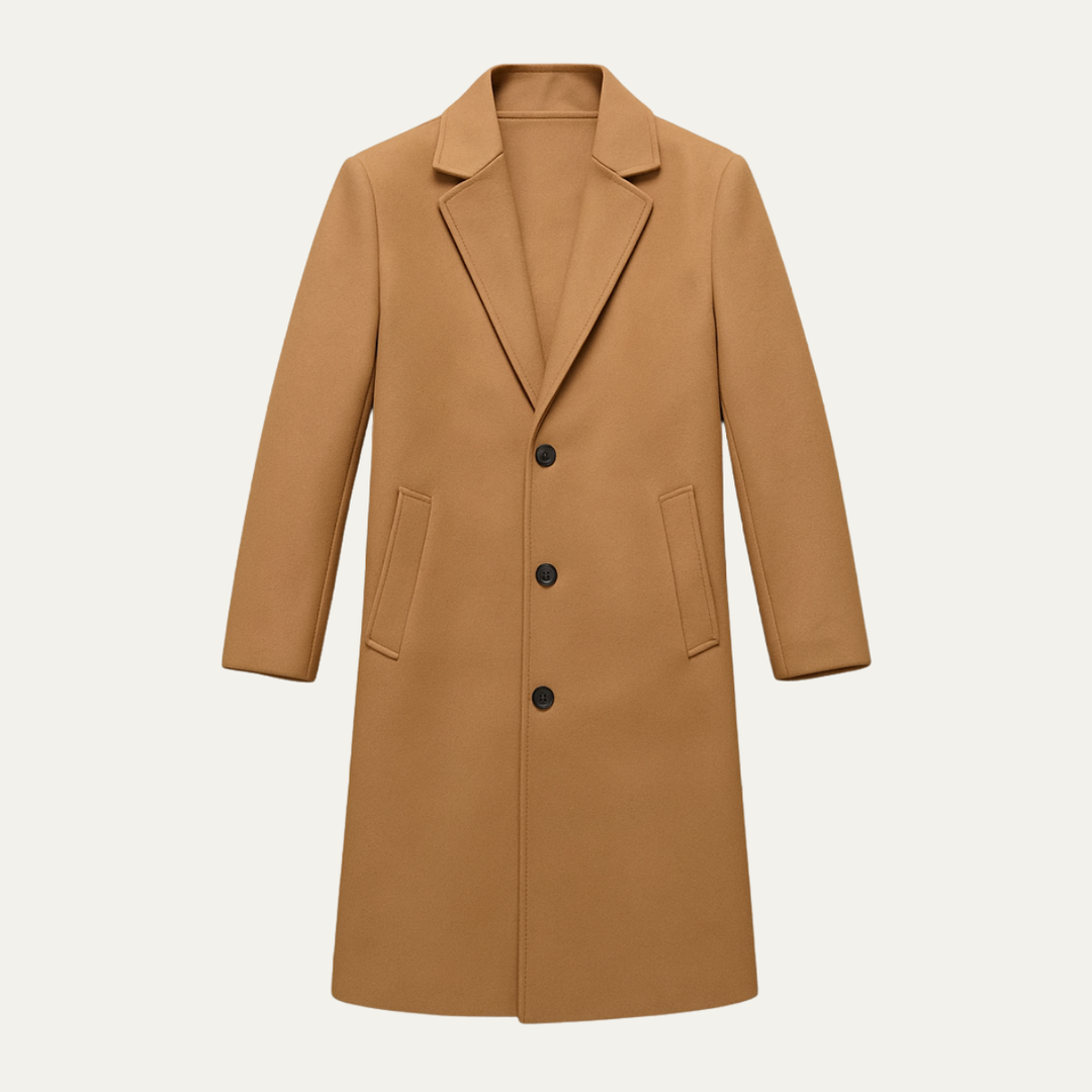 Rosamund | Herren gepolsterter Langmantel mit Revers und seitlichen Taschen