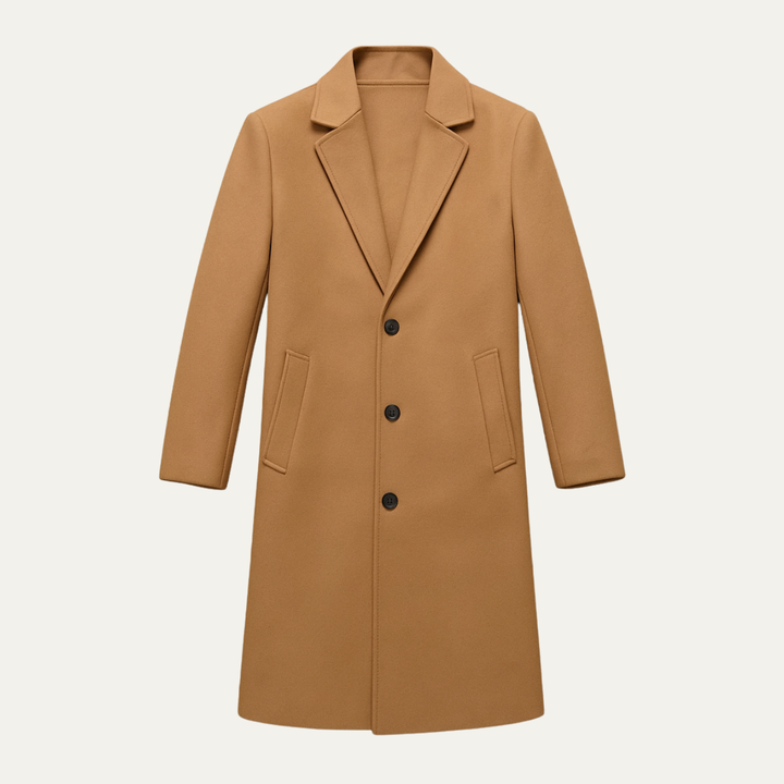 Rosamund | Herren gepolsterter Langmantel mit Revers und seitlichen Taschen