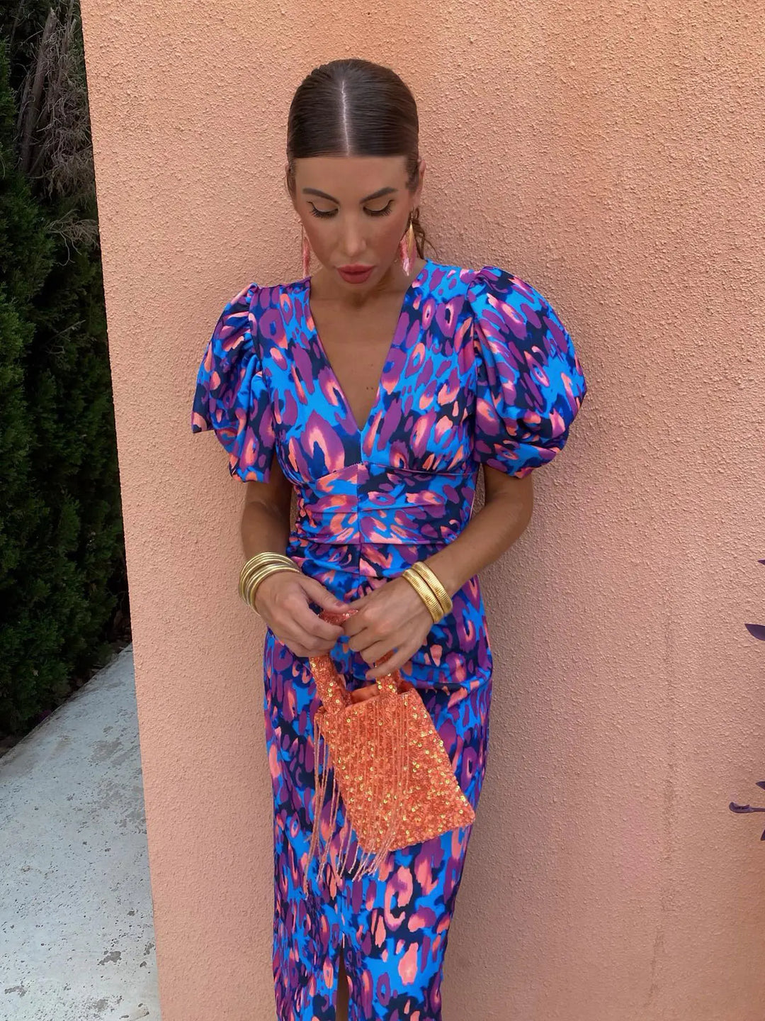 Kacy | Luftiges Sommerkleid mit V-Ausschnitt und Puffärmeln