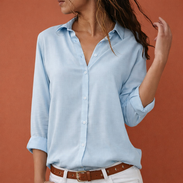 Satin Damenbluse mit Kragen und Knopfleiste | Danira