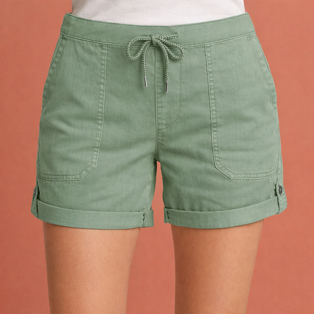 Lässige Damen Shorts mit Kordelzug und umgeschlagenem Saum | Zelina