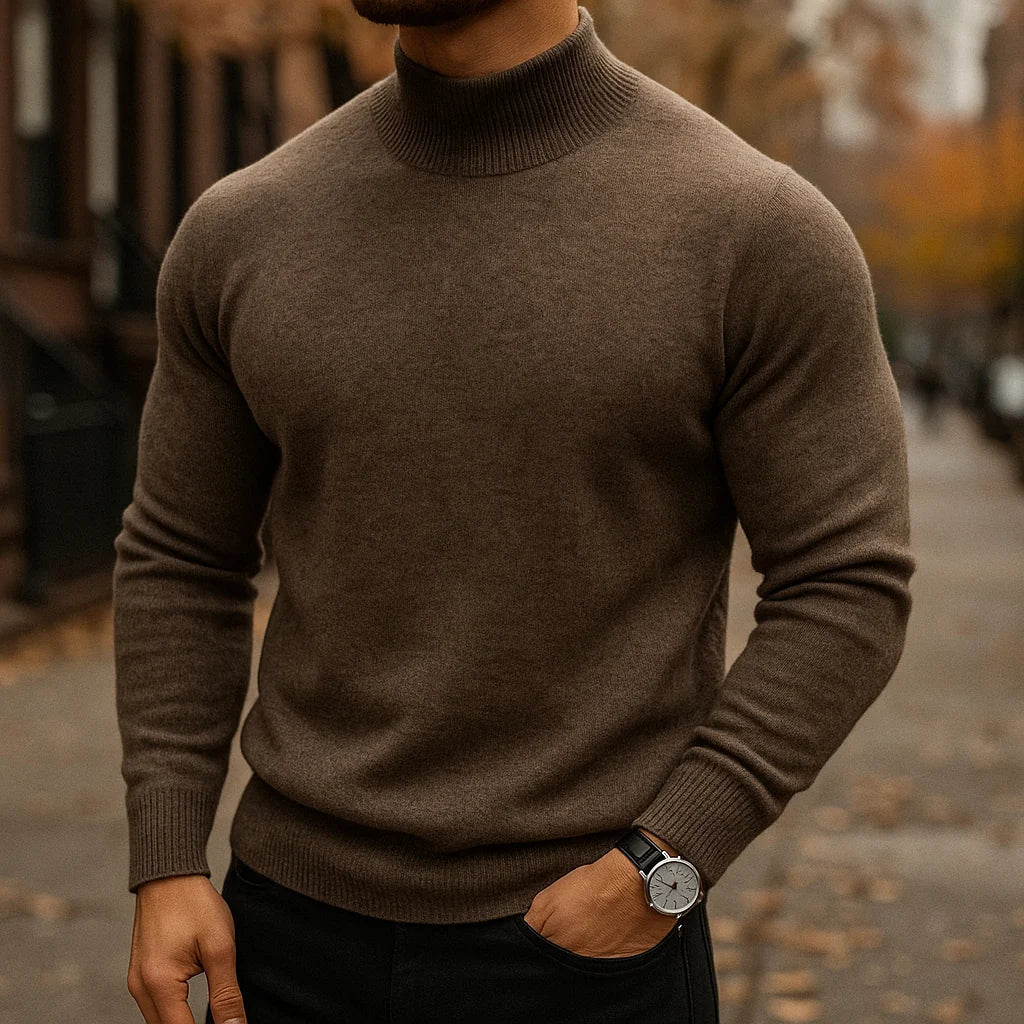 Caleb | Herren Merino-Woll-Turtleneck-Pullover mit taillierter Passform