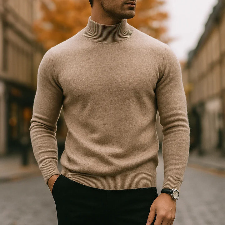 Caleb | Herren Merino-Woll-Turtleneck-Pullover mit taillierter Passform