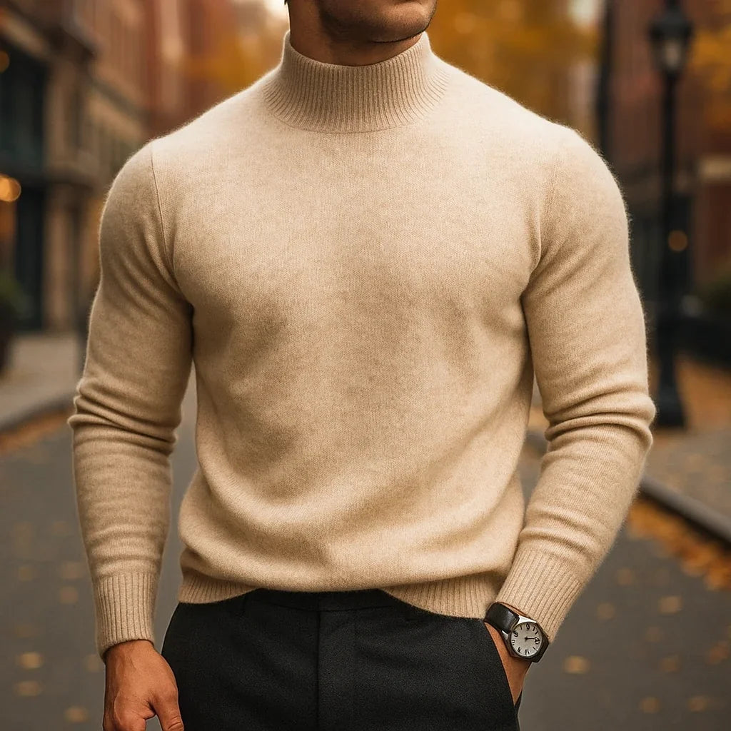 Caleb | Herren Merino-Woll-Turtleneck-Pullover mit taillierter Passform