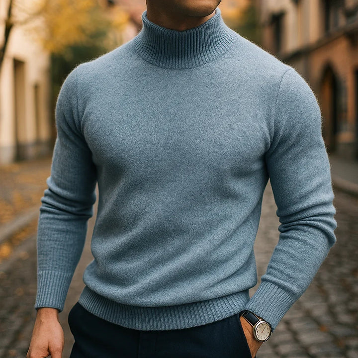 Caleb | Herren Merino-Woll-Turtleneck-Pullover mit taillierter Passform