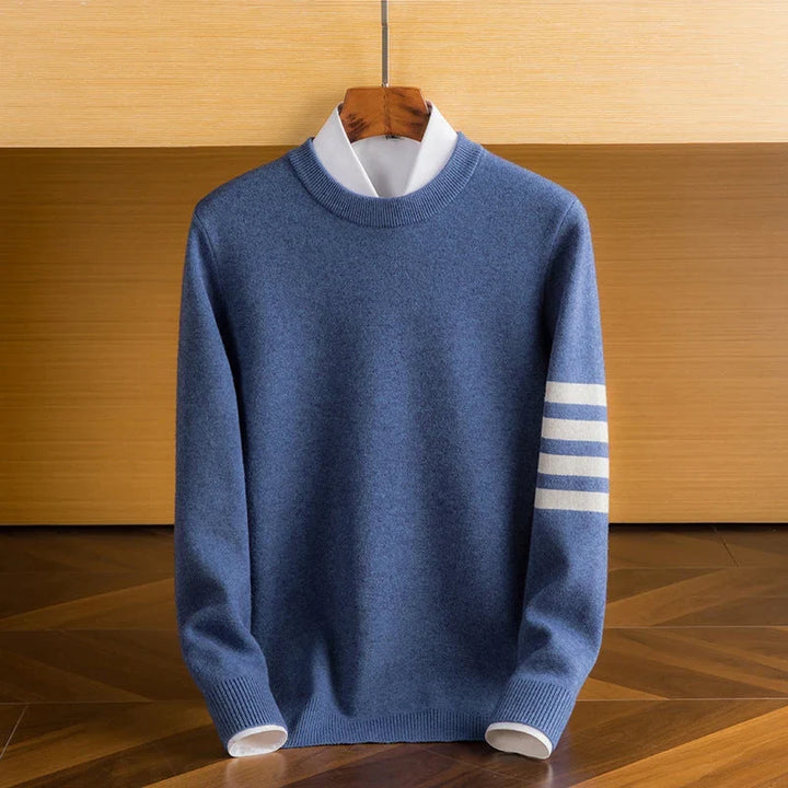 Ryan | Herren-Lammwoll-Pullover mit charakteristischem gestreiften Ärmel