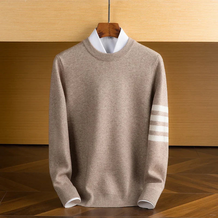 Ryan | Herren-Lammwoll-Pullover mit charakteristischem gestreiften Ärmel