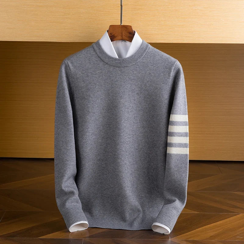 Ryan | Herren-Lammwoll-Pullover mit charakteristischem gestreiften Ärmel