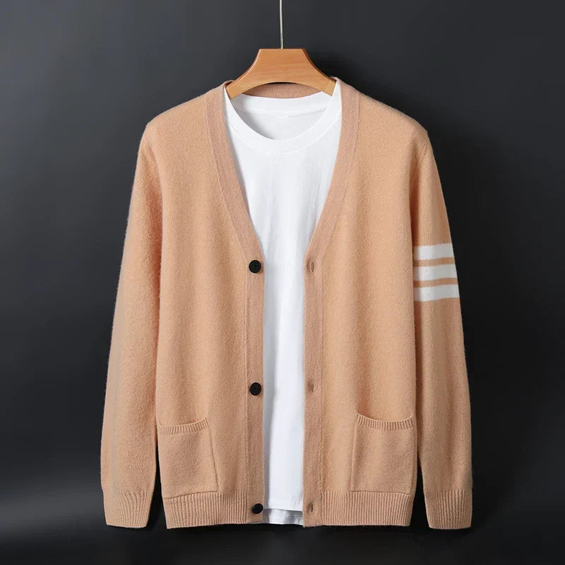Otto | Herren Relaxed Soft Knit Cardigan mit gestreiftem Ärmel-Detail