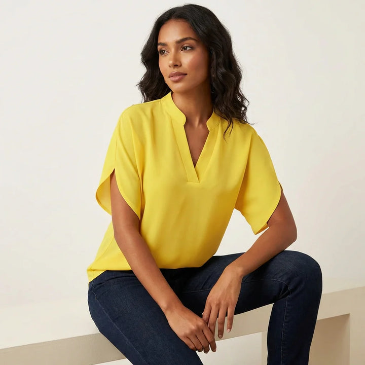 Luftige Damen Sommerbluse mit V-Ausschnitt - Aurélie