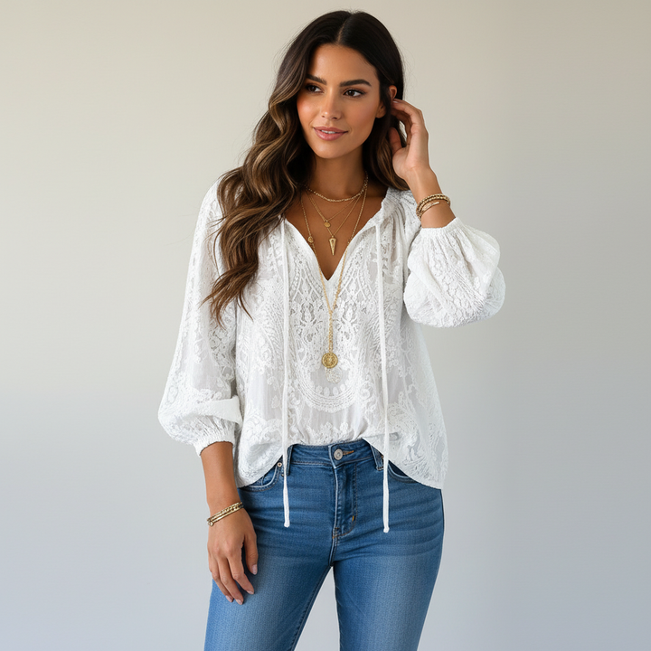 Luftige Spitzenbluse mit bohemian Ausstrahlung - Kelly
