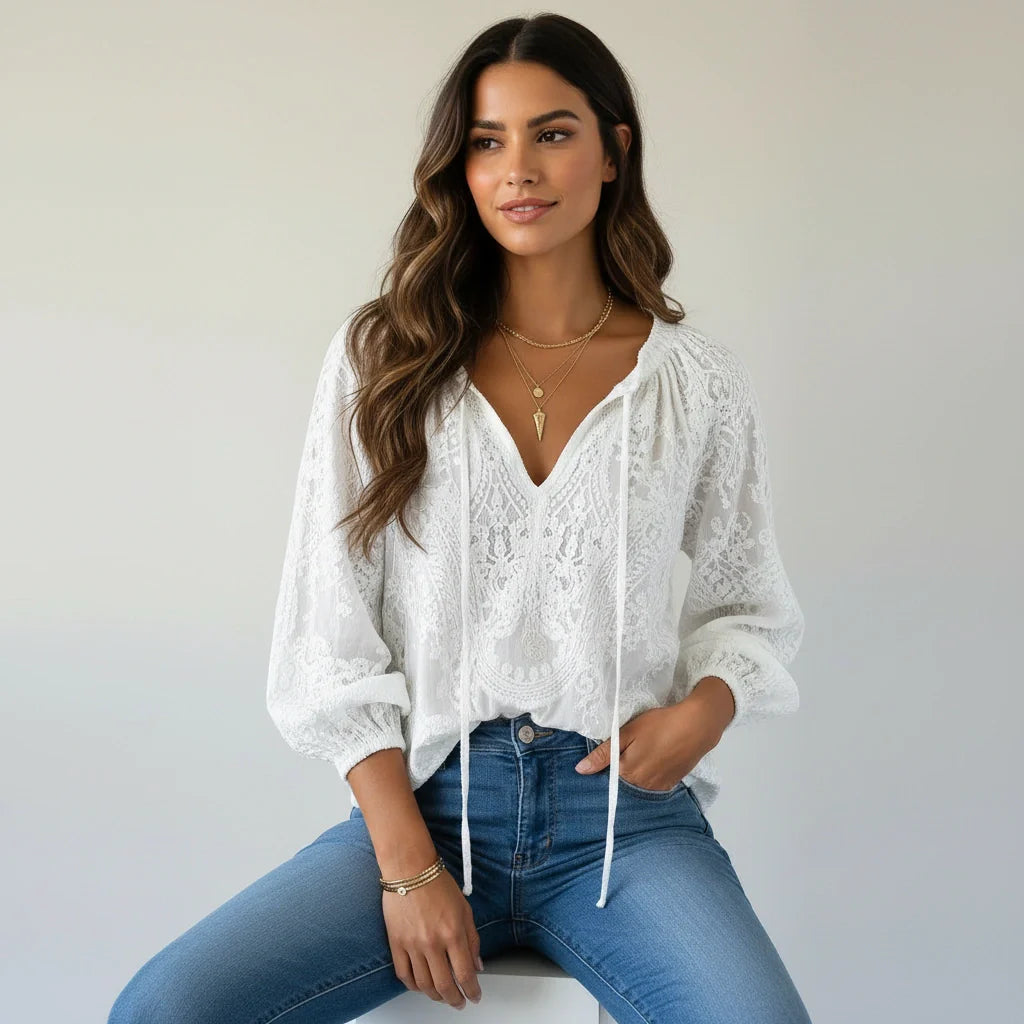 Luftige Spitzenbluse mit bohemian Ausstrahlung - Kelly
