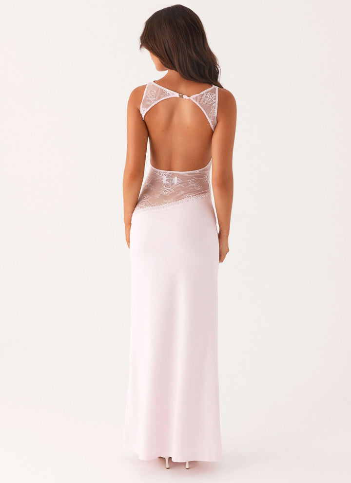 Amanda - Transparentes Spitzen-Panel ärmelloses Maxikleid