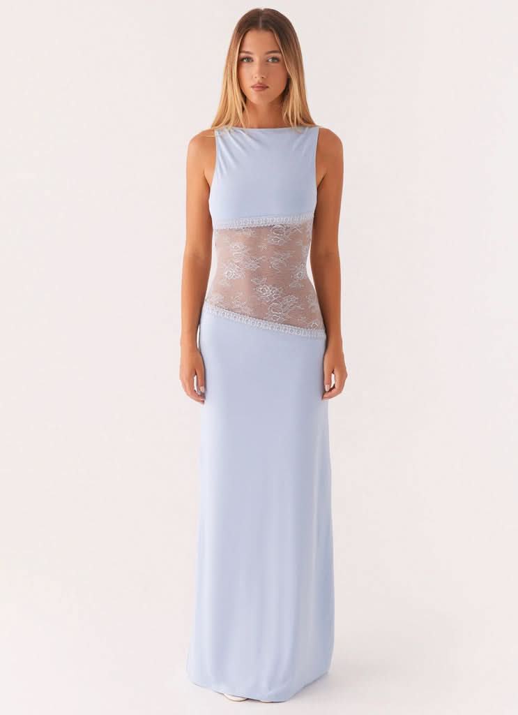 Amanda - Transparentes Spitzen-Panel ärmelloses Maxikleid