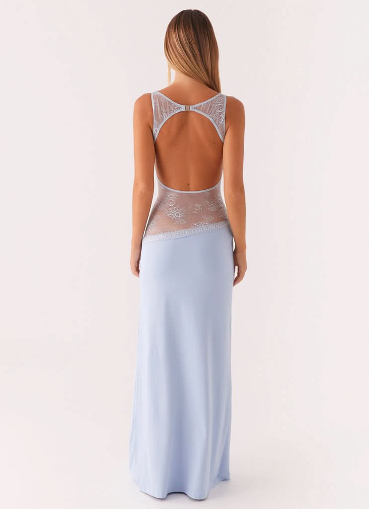 Amanda - Transparentes Spitzen-Panel ärmelloses Maxikleid