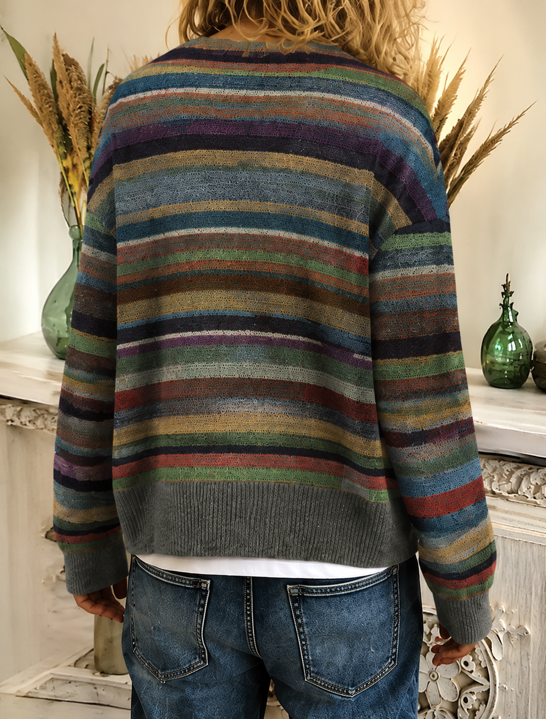 Gestreifte Damen Strickjacke – Herbstzauber Lurena