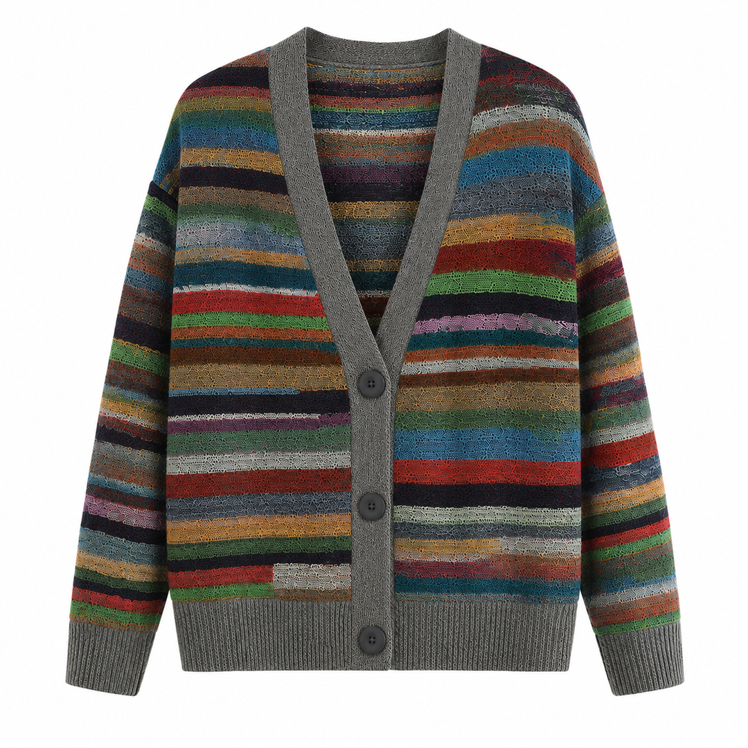 Gestreifte Damen Strickjacke – Herbstzauber Lurena