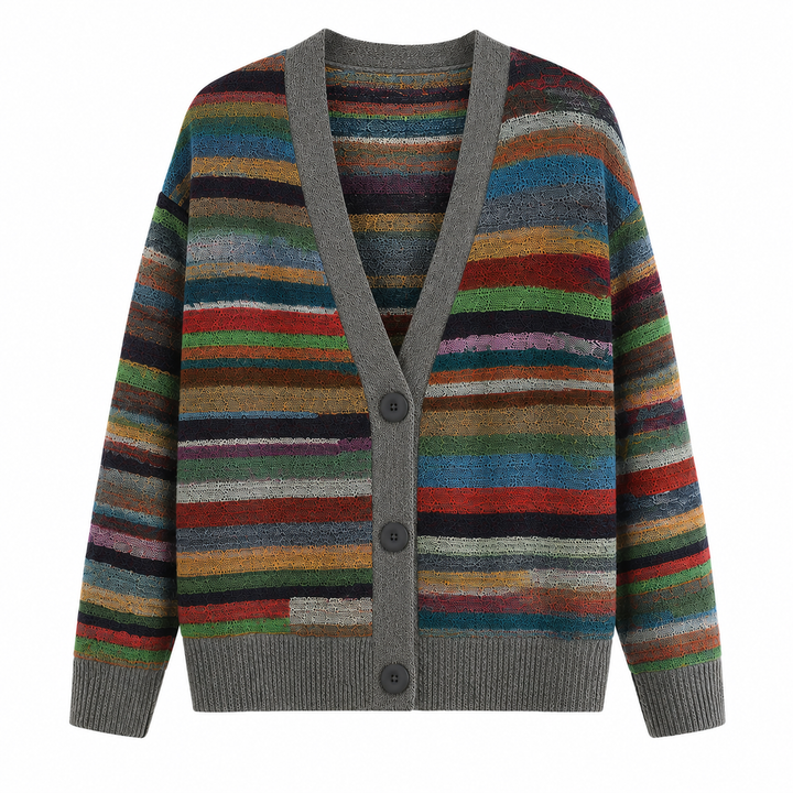 Gestreifte Damen Strickjacke – Herbstzauber Lurena