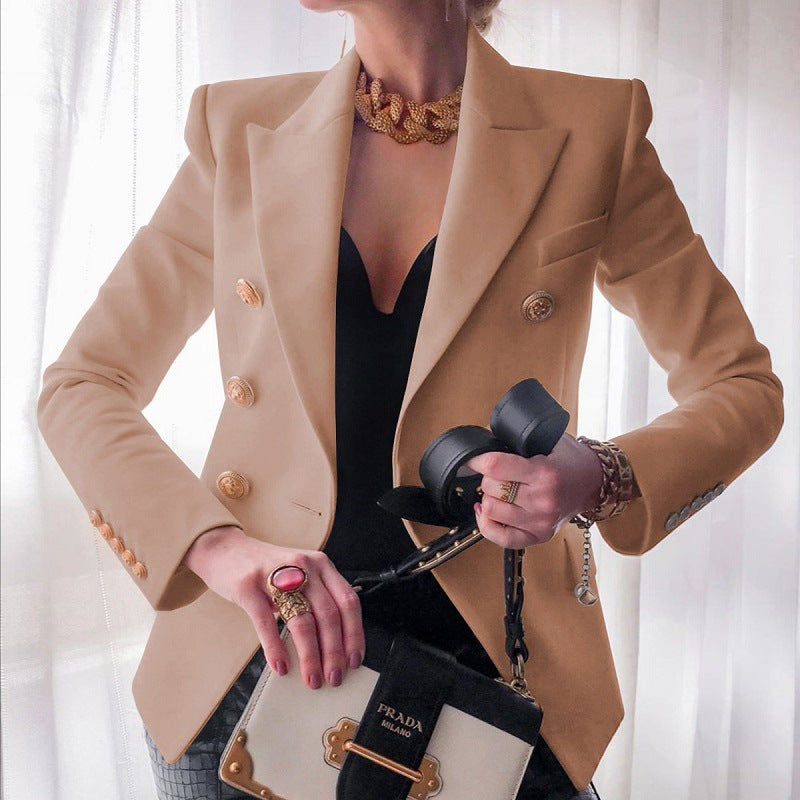 Monroe | Damen Klassischer Doppelreiher Blazer mit goldenen Knöpfen
