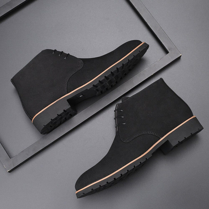 Herren Chukka Stiefel Wildleder-Optik Schnürung Kontrastnaht Profilsohle