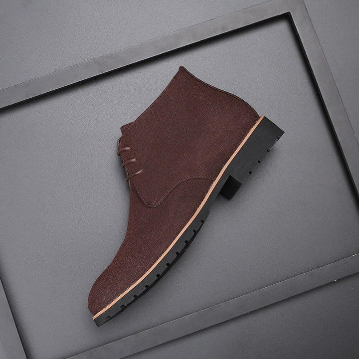 Herren Chukka Stiefel Wildleder-Optik Schnürung Kontrastnaht Profilsohle