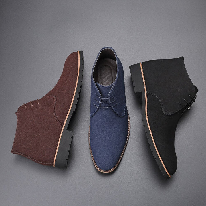 Herren Chukka Stiefel Wildleder-Optik Schnürung Kontrastnaht Profilsohle