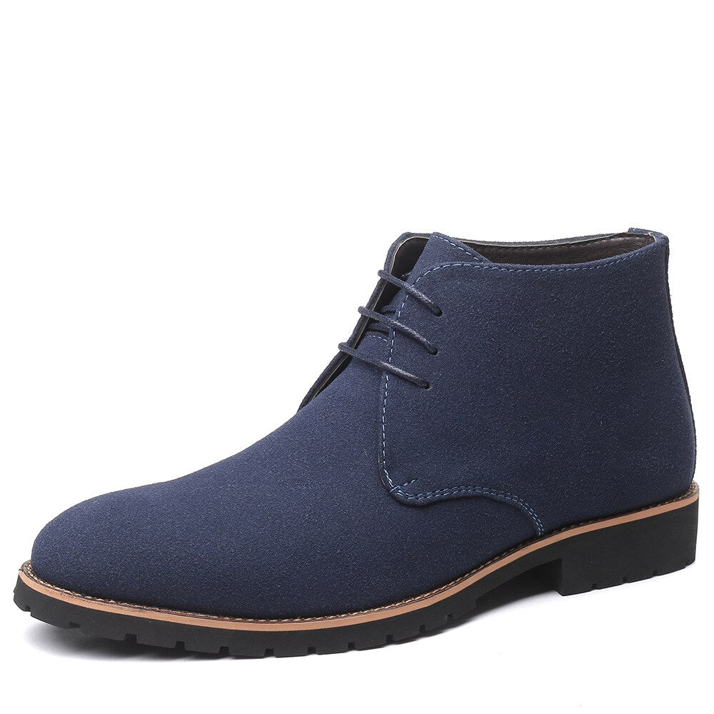 Herren Chukka Stiefel Wildleder-Optik Schnürung Kontrastnaht Profilsohle