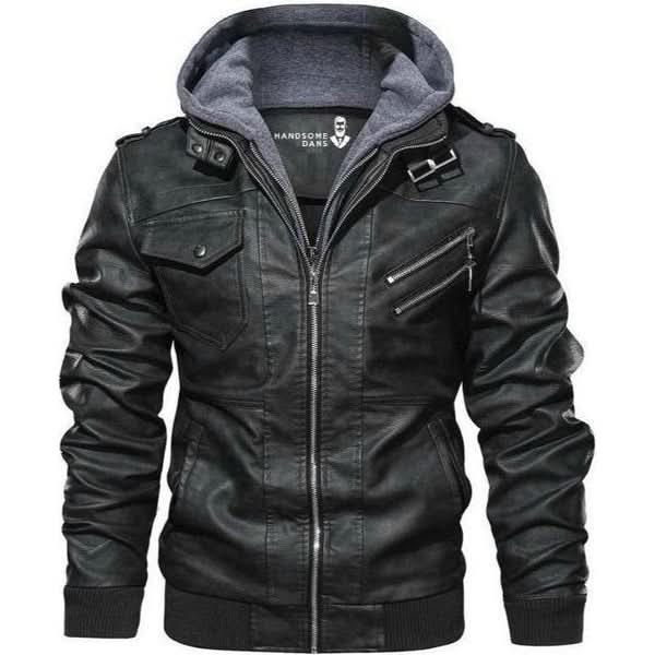 Herrenjacke | Asymmetrischer Reißverschluss &amp; Abnehmbare Kapuze