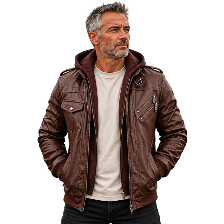 Herrenjacke | Asymmetrischer Reißverschluss &amp; Abnehmbare Kapuze