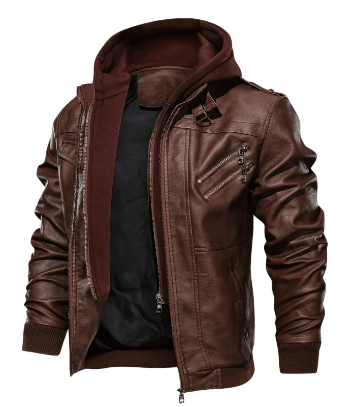 Herrenjacke | Asymmetrischer Reißverschluss &amp; Abnehmbare Kapuze