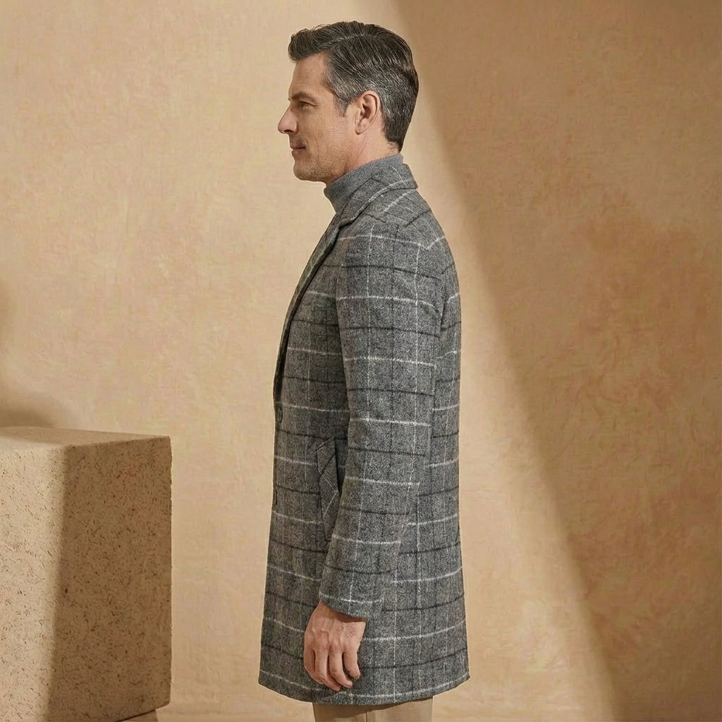 Herren Karo Übermantel | Slim Fit