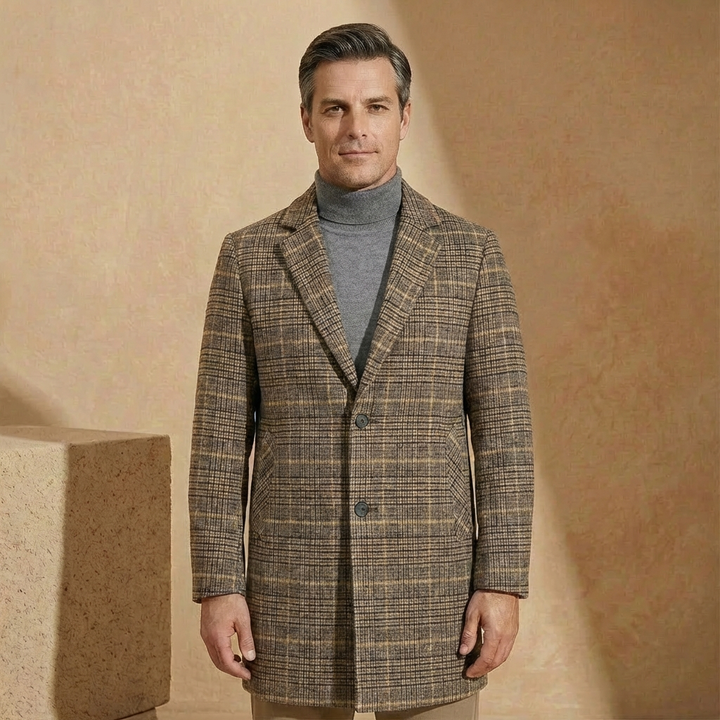 Herren Karo Übermantel | Slim Fit