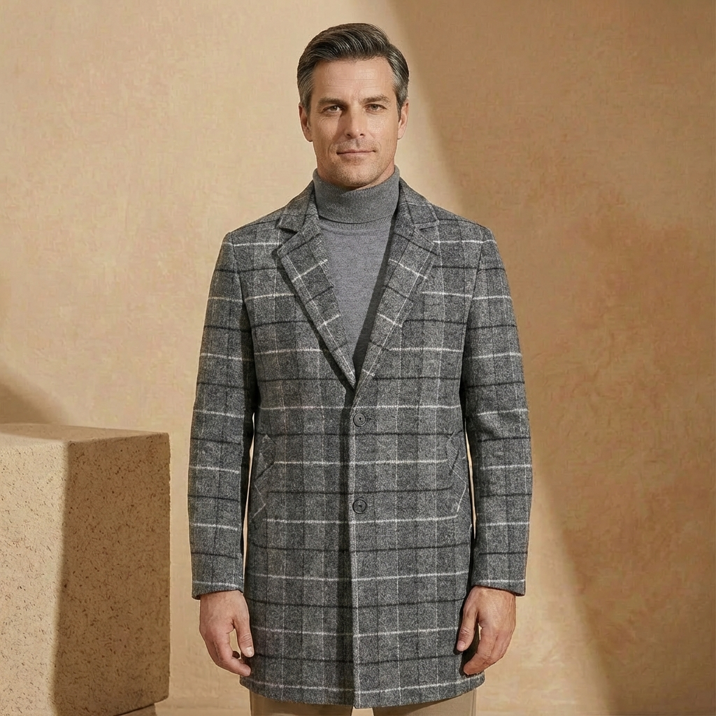 Herren Karo Übermantel | Slim Fit