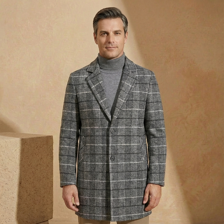 Herren Karo Übermantel | Slim Fit