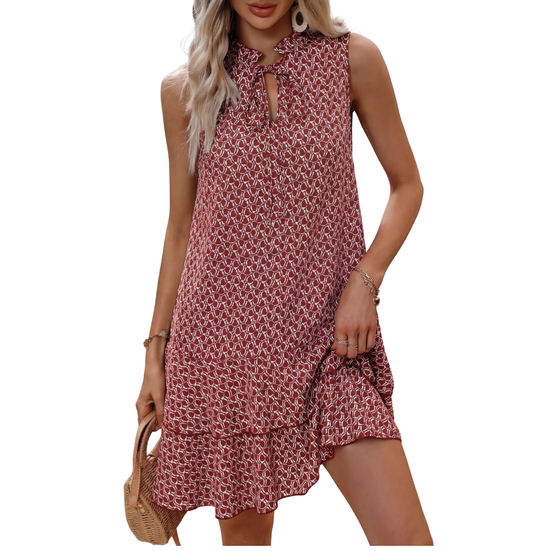 NAOMI – Bohemian Bedrucktes Träger Midikleid