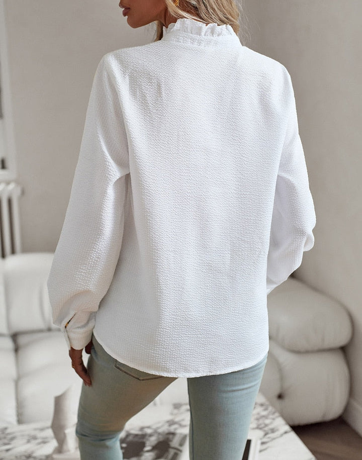 Elegante Bluse Damen langärmelig mit Knopfleiste